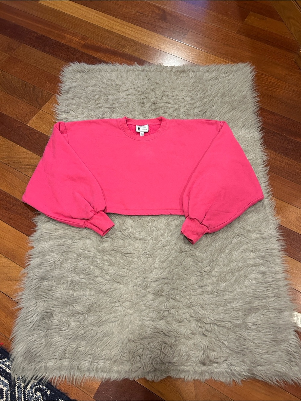 Cara Loren Pink Oversized Cropped Boxy fit Sweatshirt-Pink Panther